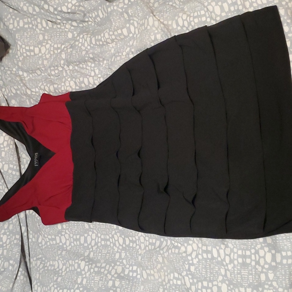Dress with red top and black bottom